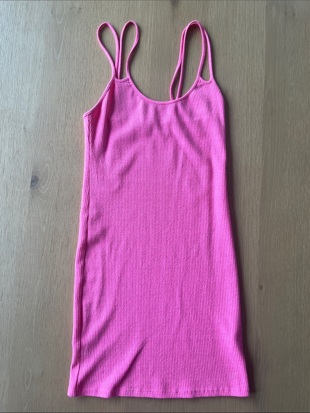 Zara Hot Pink Ribbed Double-Strap Mini Dress